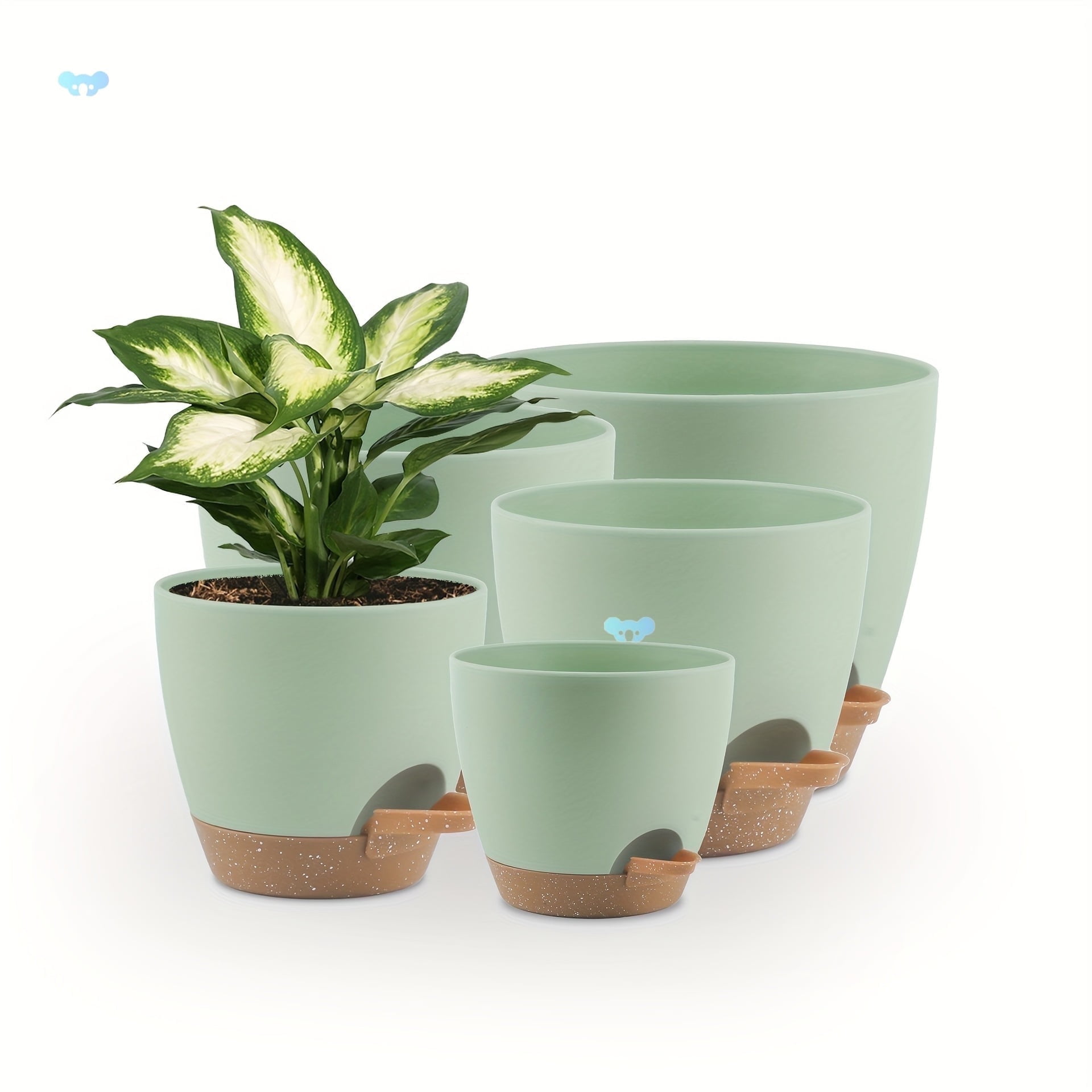 Walmart Coupons of PUCACHI Succulent Herb Self Watering Pots - Green Planters Drainage Hole Saucer 5 Count