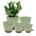 thumbnail image 1 of Behome Set of 5 Plant Pots, 5/5.5/6/6.5/7 Inch Flower Pot Indoor Self Watering Planters with Drainage Holes and Saucers, Modern Decorative Planter Pot for All House Plants, Green, 1 of 7