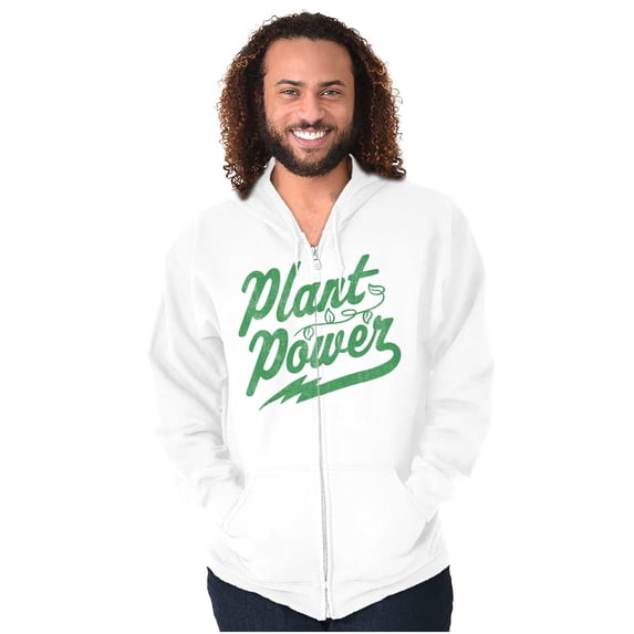 Plant Power Vegetarian Vegan Workout Unisex Fleece Graphic Zip Up Hoodie Brisco Brands 4X