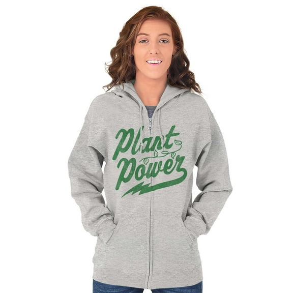 Plant Power Vegetarian Vegan Workout Zip Up Hoodie Men's Women's Brisco Brands X