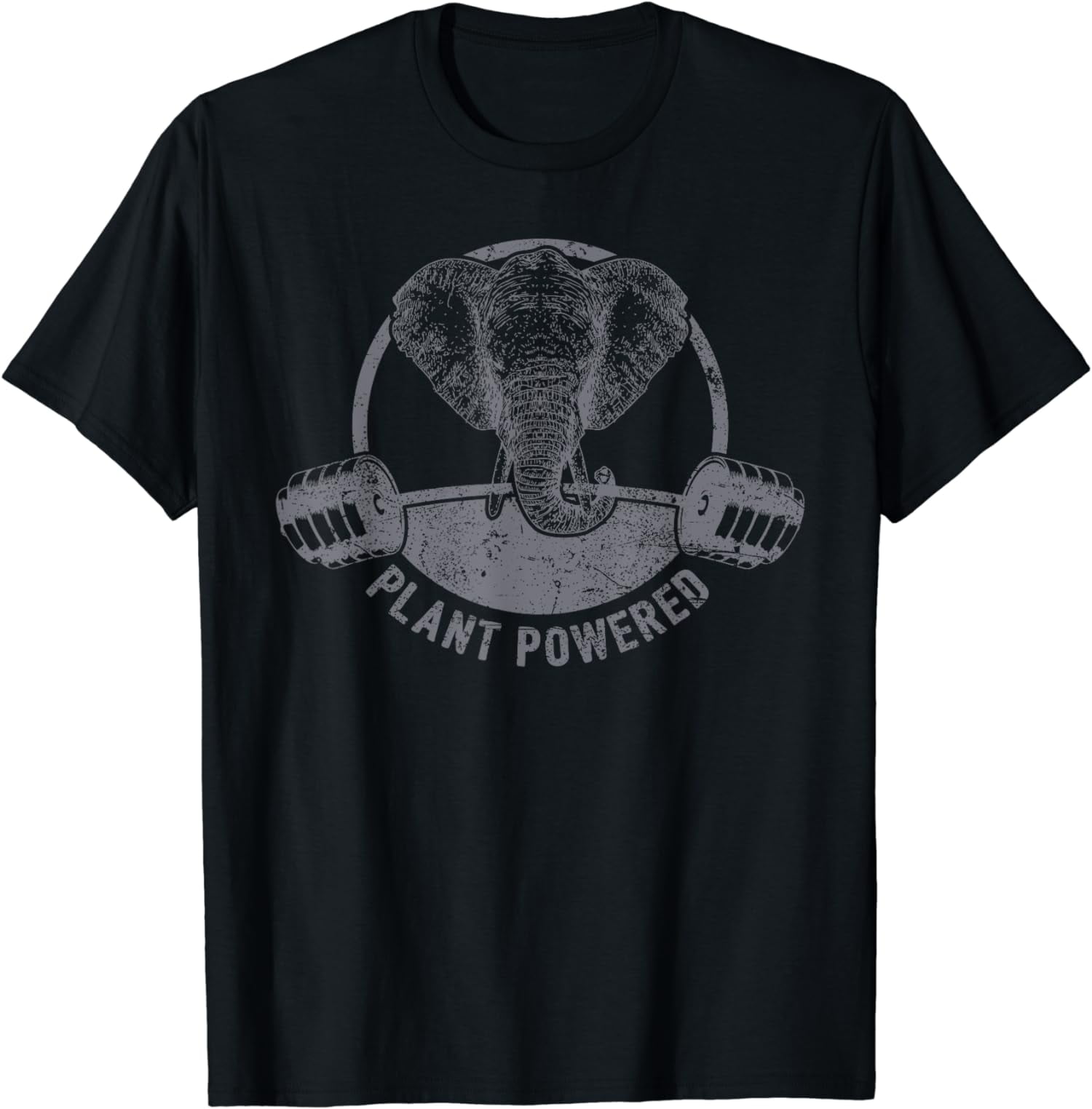 Plant Powered Vegan Elephant T-Shirt - Funny Veganism Quote Plant Powered Vegan Elephant T-Shirt - Funny Veganism Quote