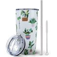 thumbnail image 1 of Plant Print Tumbler With Lid and Straw - 20 oz Insulated Stainless Steel pot plant Travel Cup - Double Wall Coffee Mug - Birthday Gifts for Mom, Sister, Friends, Women, 1 of 6