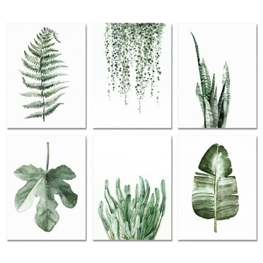 Plant Prints Posters Wall Art for Living Room Decor, 8x10 Poster Canvas Prints Set of 6 Unframed, Botanical Prints Leaf Posters Sage Green Decor