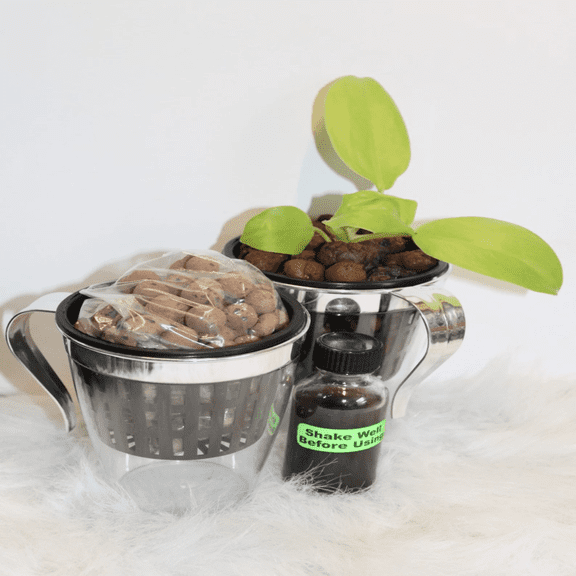 Plant Propagation Starter Kit - Semi Hydroponic DIY | Natural Clay Leca Expanded Media | Root Growth For Houseplants | 1 Gallon Nutrient - Works Fast