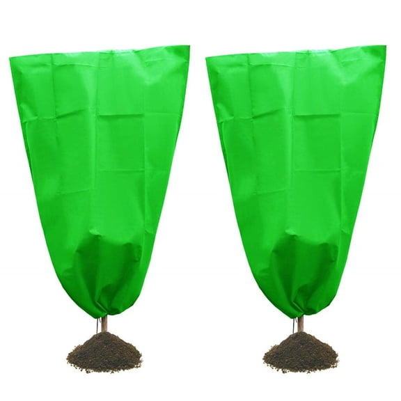 Plant Protection Covers 2 Packs with Drawstring Closure for Frost, Snow, and Rain Shielding on Trees, Shrubs, and Garden Plants (80 * 100CM)