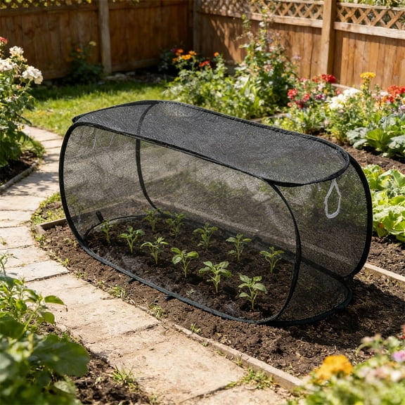 Plant Protection Mesh Cover, Black & White Fine Net Garden Plant Cage Anti Bird Sun Shade Barrier for Vegetables Potted Flowers