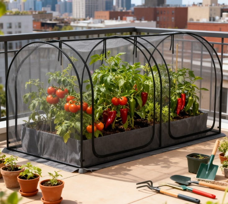 Plant Protection Tent, Crop Cage with Two Zippered Doors,Storage Bag and Ground Stakes, for Garden, Yard, Lawn