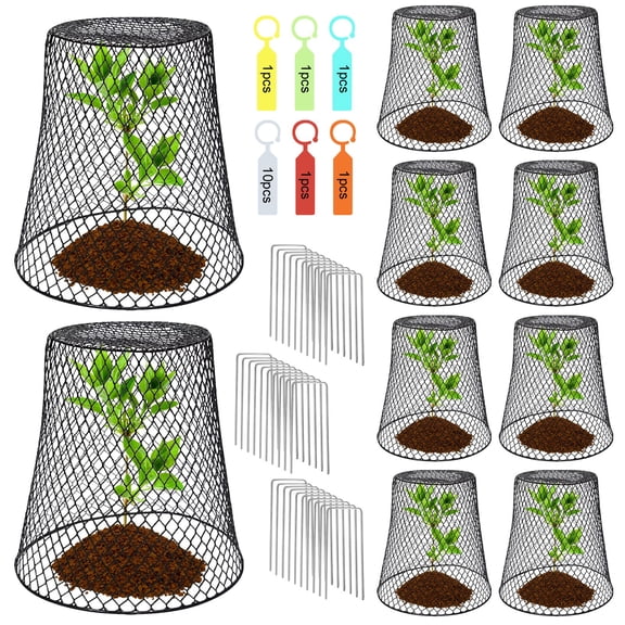 Plant Protector Covers Garden , 10 Pack Rustproof Iron Garden Mesh Seedling Covers For Plant Protection Insects Squirrels Birds Barrier Reusable Plant Netting For Vegetables