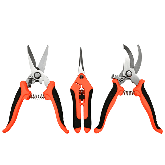 GARITIN Pruning Shears 3 Pack Stainless Steel Hand Pruners, Adjustable Garden Clippers Branch Cutter with Non-Slip Handle for Garden & Greenhouse Plant Care