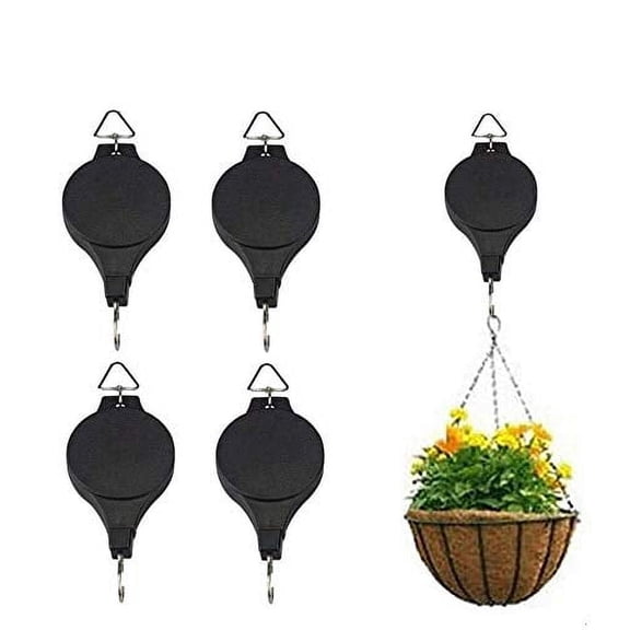 Plant Pulley Adjustable Hanging Planters Flower Basket Hook Hanger for Garden Baskets Pots Birds Feeder in Different Height Lower and Raise Indoor Outdoor Decoration: Garden & Outdoor (4Pcs)