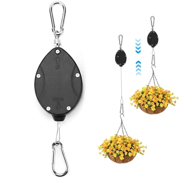 Plant Pulley Heavy Duty Retractable Hanger 304 Stainless Steel Adjustable Hook for Hanging Baskets Bird Feeders Patio Garden(1 Pc)