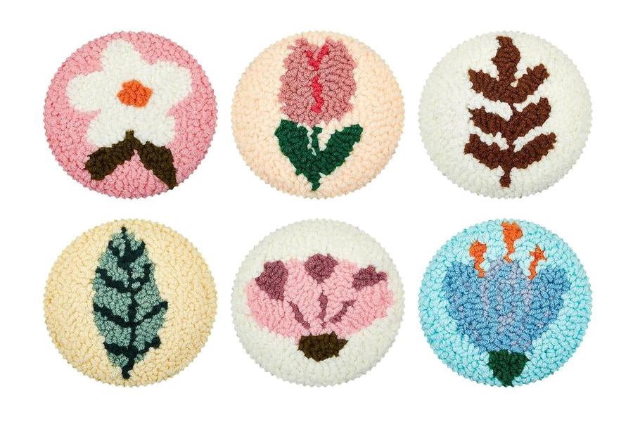 Plant Punch Needle Coasters Kit,6-pattern punch needle Needle Coasters Kit ,Punch Art for Beginners,Suitable for Home Decoration