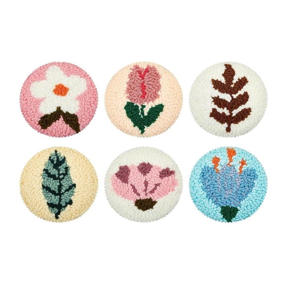 Plant Punch Needle Coasters Kit,6-pattern punch needle Needle Coasters Kit ,Punch Art for Beginners,Suitable for Home Decoration