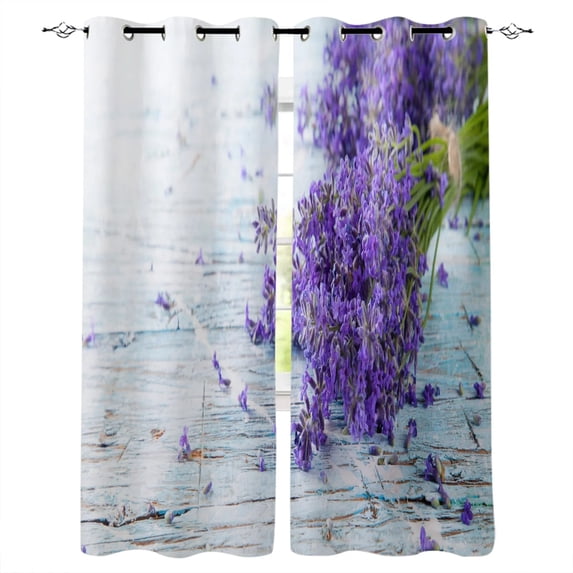Plant Purple Lavender Flowers Dusk Window Treatments Curtains Valance Room Curtains Large Window Window Curtai