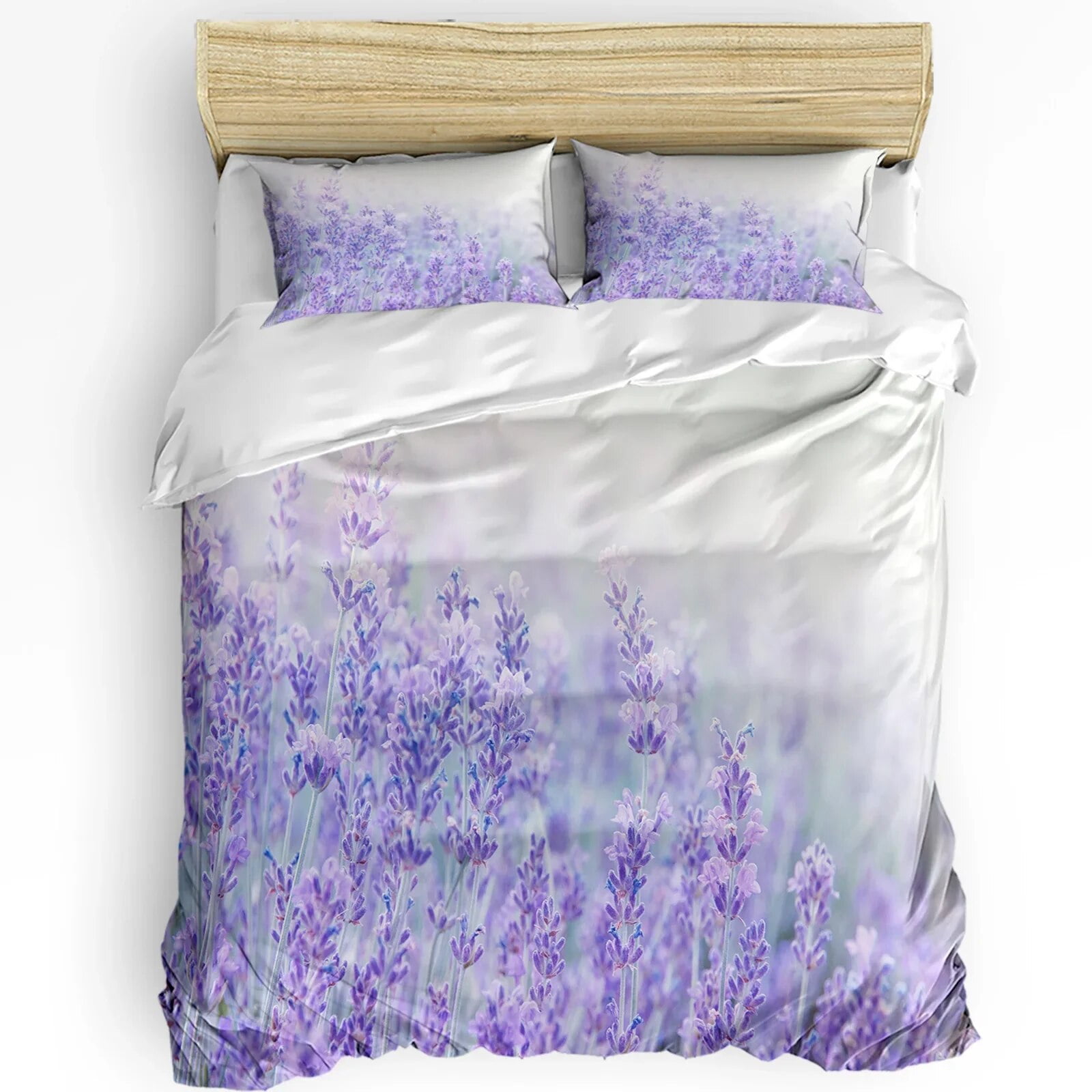 Plant Purple Lavender Watercolor Flower 3pcs Bedding Set For Bedroom Double Bed Home Textile