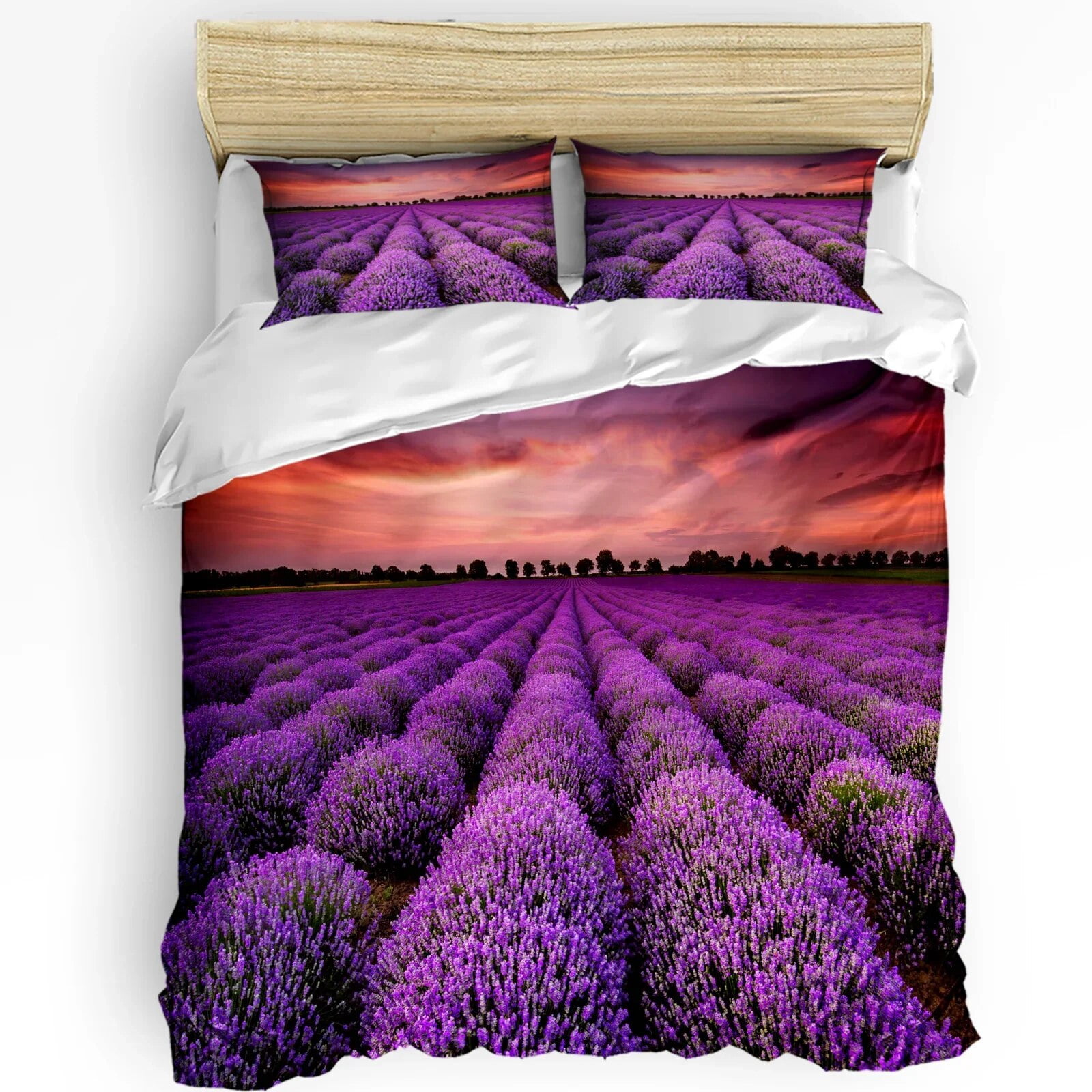 Plant Purple Lavender Watercolor Flower 3pcs Bedding Set For Bedroom Double Bed Home Textile