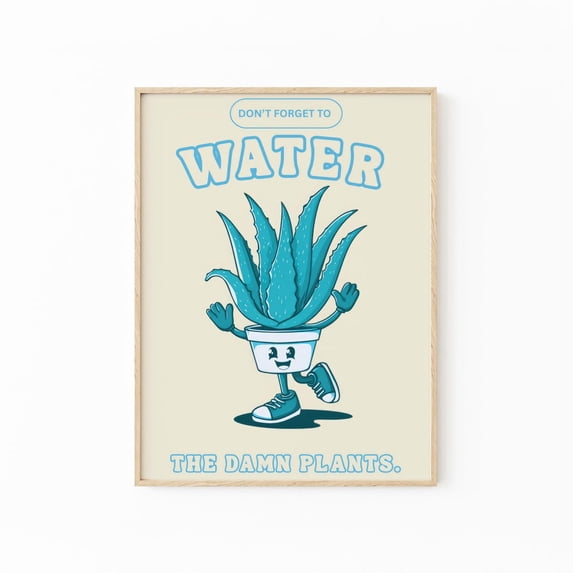 Plant Quote Wall Art Print, Retro Cartoon Mascot Decor - Walmart.com