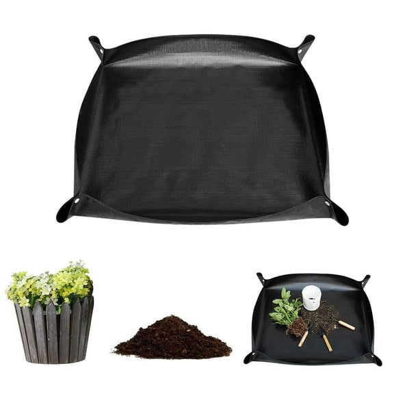 Plant Repotting Mat, 39In Large Portable Potting Mat, Black Repotting Mat for Indoor Plant Transplanting, Gardenig Gifts