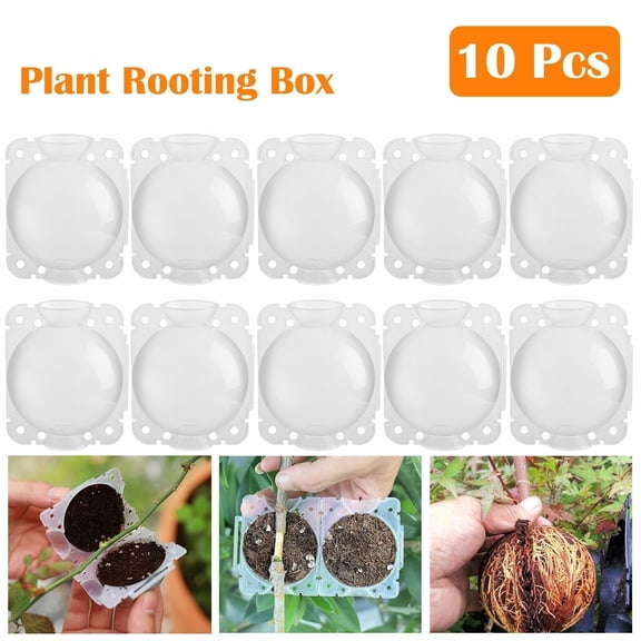 Plant Rooting Device Air Layering Propagation Ball Pods High Pressure Grafting Box for Fruit Trees Rose Camellia Magnolia Houseplants Gardening Reusable Transparent Plant Cloning Kit 10pcs