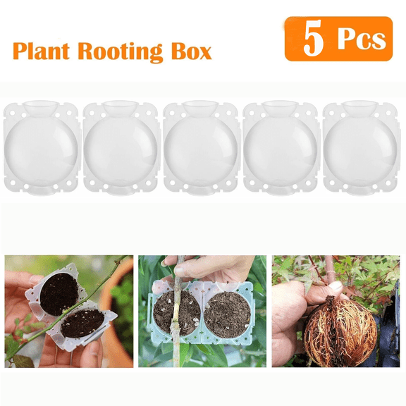 Plant Rooting Device Air Layering Propagation Ball Pods High Pressure Grafting Box for Fruit Trees Rose Camellia Magnolia Houseplants Gardening Reusable Transparent Plant Cloning Kit 5pcs