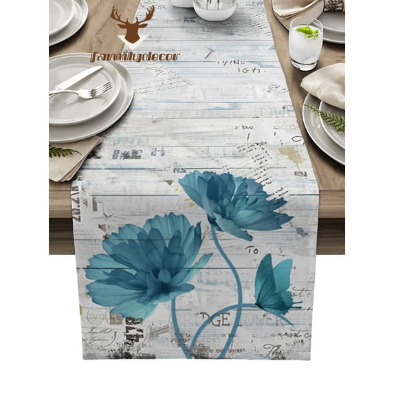 Plant Rose Flower Retro Old Newspaper Table Runner Home Wedding Table Mat Centerpieces Decoration Party Dining Long Tablecloth