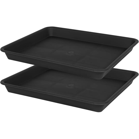 Plant Saucer Growing Tray, Seed Starter Tray Rectangular, Heavy Sturdy Plastic Plant Drainage Saucers, Plant Drip Trays for Pots, Seed Starter Growing Trays (11 x 9 inch, 2 Pack)