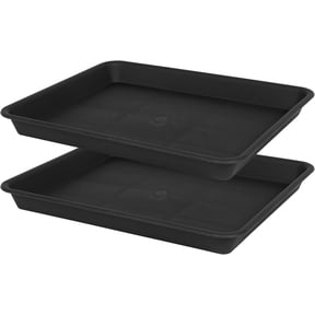 Plant Saucer Growing Tray, Seed Starter Tray Rectangular, Heavy Sturdy Plastic Drainage Saucers, Drip Trays for Pots, (11 x 9 inch, 2 Pack)