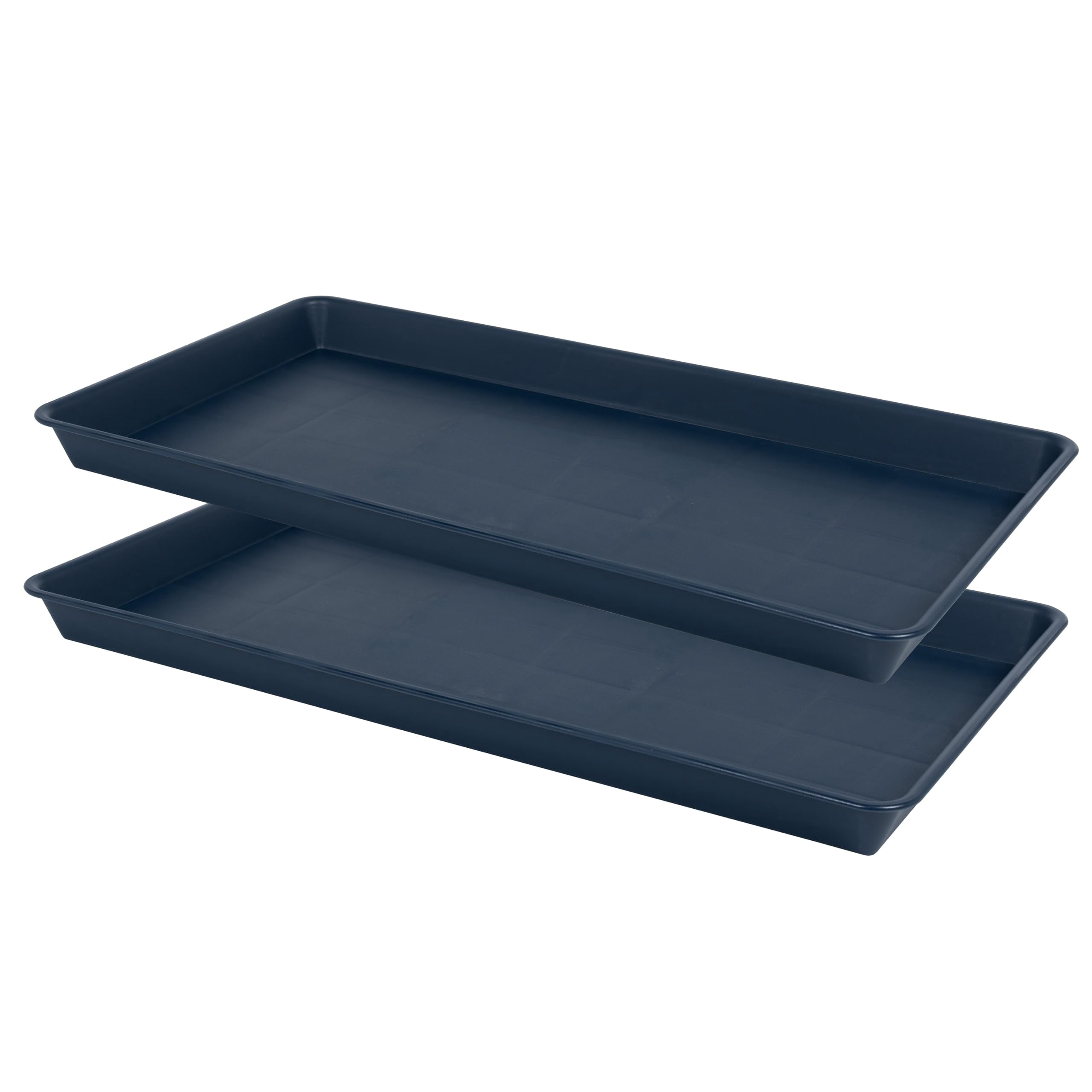 Plant Saucer Growing Tray Set 2-Pack 11x9 Inch Heavy Duty Plastic Seed Starter Trays with Drainage for Indoor Outdoor Pots Gardening Supplies