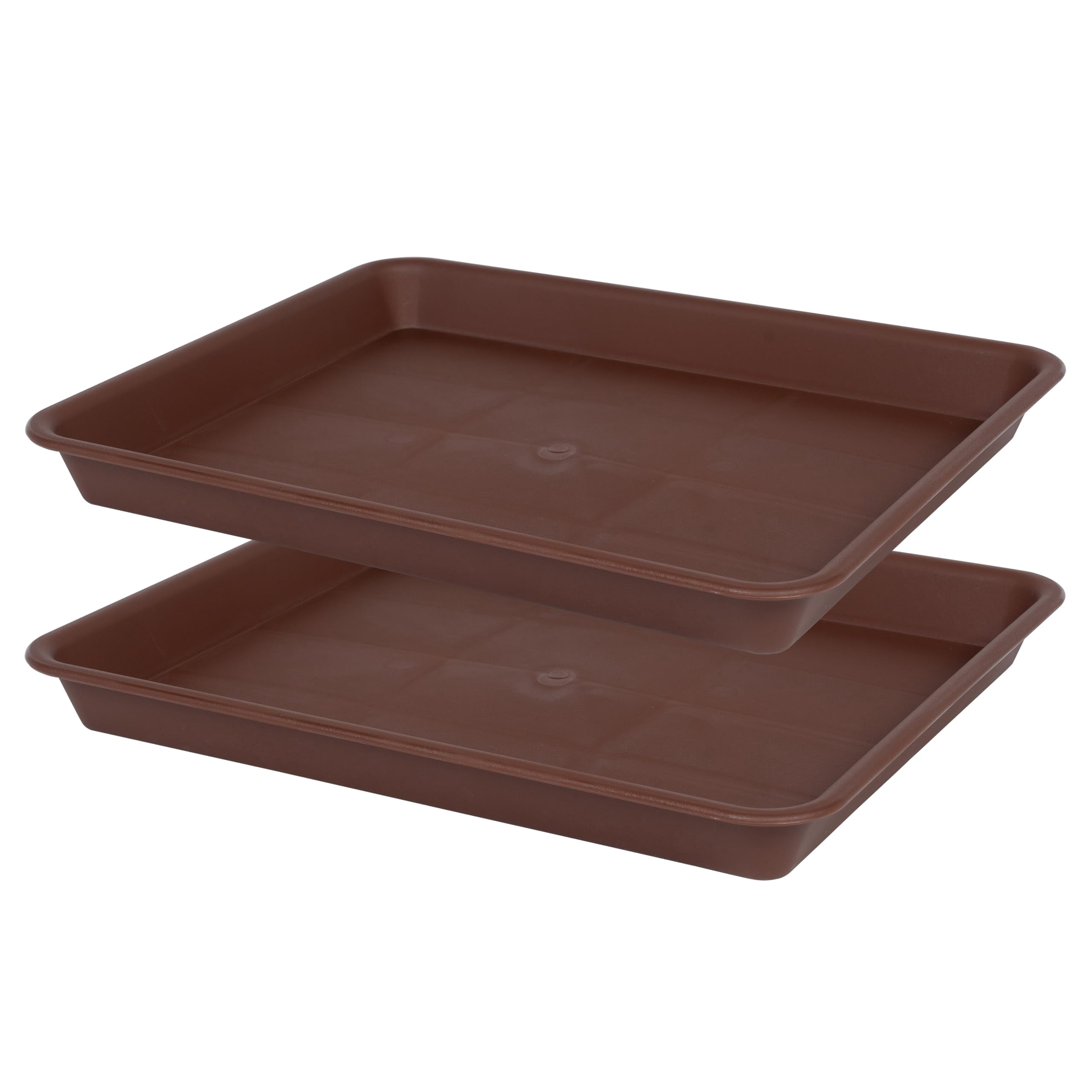 Plant Saucer Growing Tray Set 2-Pack 11x9 Inch Heavy Duty Plastic Seed Starter Trays with Drainage for Indoor Outdoor Pots Gardening Supplies