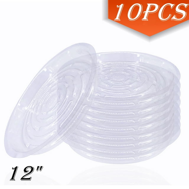 Plant Saucers Large Plastic Durable Plant Trays for Indoor Outdoor, Clear Flower Plant Pot
