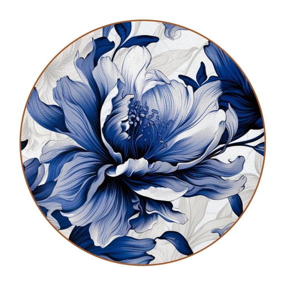 Plant Set of 6 Round Microfiber Leather Coasters, 11x11 cm/4.3x4.3 in, Drink Coasters for Home and Office, and Water Absorbent Cup Coasters