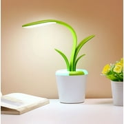 Plant-Shaped LED Desk Lamp - Dimmable Night Light with USB Rechargeable Base, Colorful Adjustable Design for Kids, Home, and Office Decor