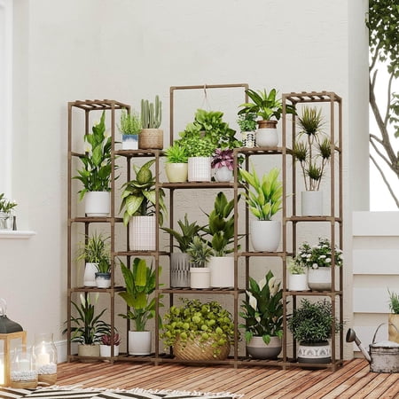 Plant Shelf Indoor Hanging Plant Stand Outdoor Large Plant Shelves Tall Flower Holder Wooden Stand for Multiple Plants Plant Rack for Living Room Balcony Decor Garden