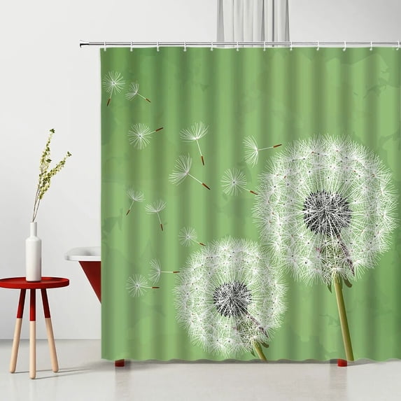 Plant Shower Curtain Dandelion Pattern Polyester Fabric Home Decor Waterproof Cloth Curtain With Hooks Multiple Size
