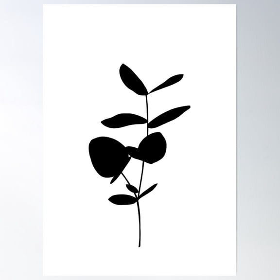 Plant Silhouette Black And White Botanical Illustration - Saffron Poster Wall Art, Modern Wall Decor For Living Room Bedroom, 8x12 UNFRAMED