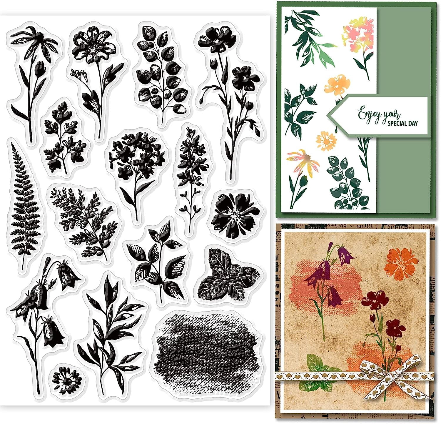 Plant Silhouette Clear Stamps for DIY Scrapbooking Leaves Flowers ...