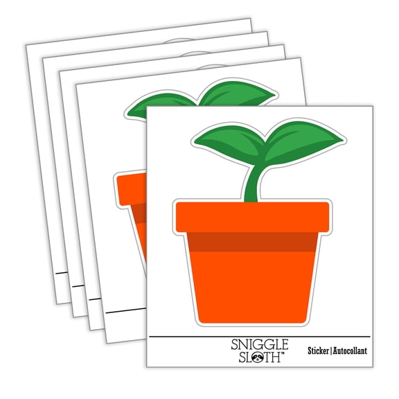 Plant Sprout Gardening Solid Car Window Bumper Water Bottle Phone Tablet Laptop Waterproof Vinyl Decal Sticker Set 5-Pack - Gloss Finish - 3.0"