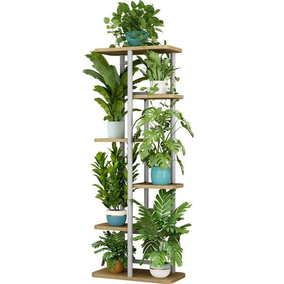 Seamika Flower Stand 6 Tier 7 Potted Tall Indoor Metal Plant Stand - Corner Multi Tiered Iron Pot Shelf Rack Multi-tiered Multple Layer Storage for Living Room Enterway Balcony Garden Outdoor