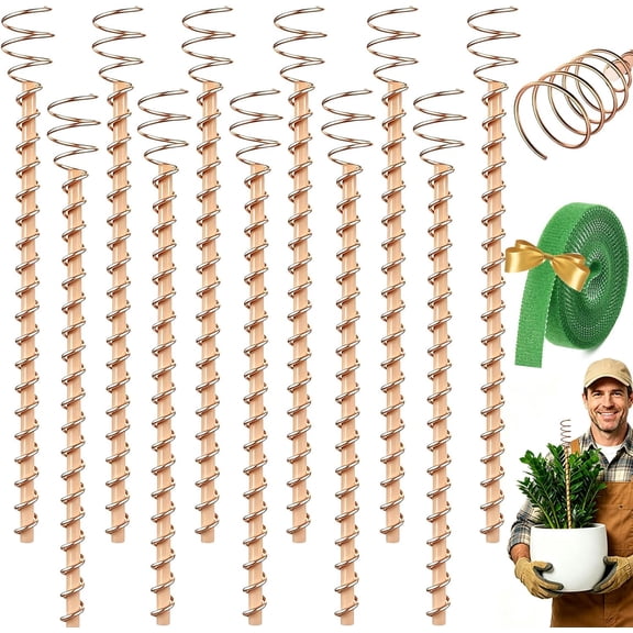 Plant Stakes - Copper Garden Stakes, Copper Gardening Antenna Plants Support Stakes for Vegetables, Tomatoes, Flowers, Raised Beds, Indoor Outdoor Gardening(10PCS)