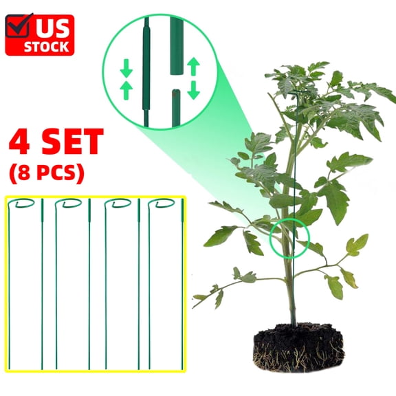 Plant Stakes, Green Plant Support Stakes for Two Sizes(16 or 32 Inches),Plant Stakes for Outdoor Plants,Garden Flower,Tomato(Green)