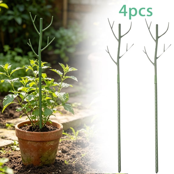 Plant Stakes Set, Stackable Plant Support, Garden Plant Support Stakes for Indoor Outdoor Plants, Climbing Structures Holder Stick Moss Pole for Support Tall Potted Plants (Green 4PCS)