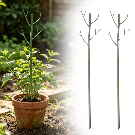 Plant Stakes Set, Stackable Plant Support, Garden Plant Support Stakes for Indoor Outdoor Plants, Climbing Structures Holder Stick Moss Pole for Support Tall Potted Plants (Green 2PCS)