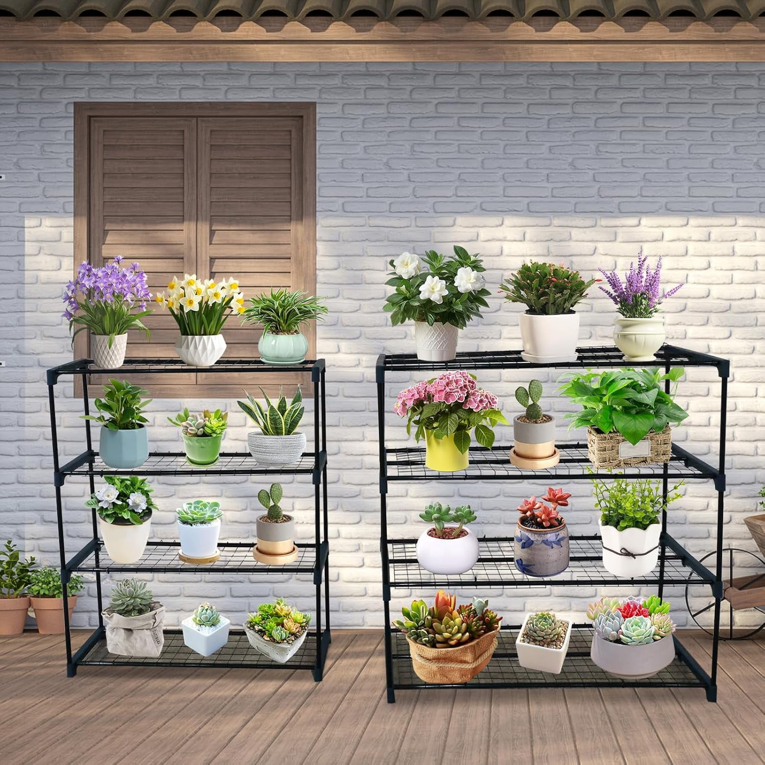 Plant Stand,4 Tier 2 Pack Plant Display Rack Shelf Stand,Greenhouse ...