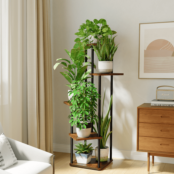 Plant Stand 5 Tier Indoor Metal Flower Shelf for Multiple Plants Corner Tall Flower Holders for Patio Garden Living Room Balcony Bedroom