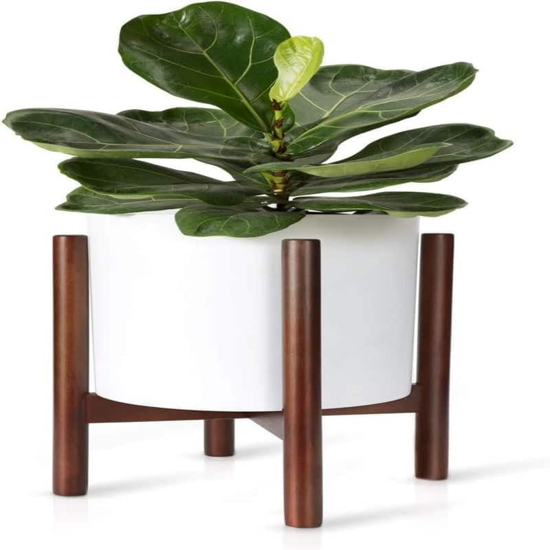 Dark Brown Mid-Century Modern Wooden Plant Stand