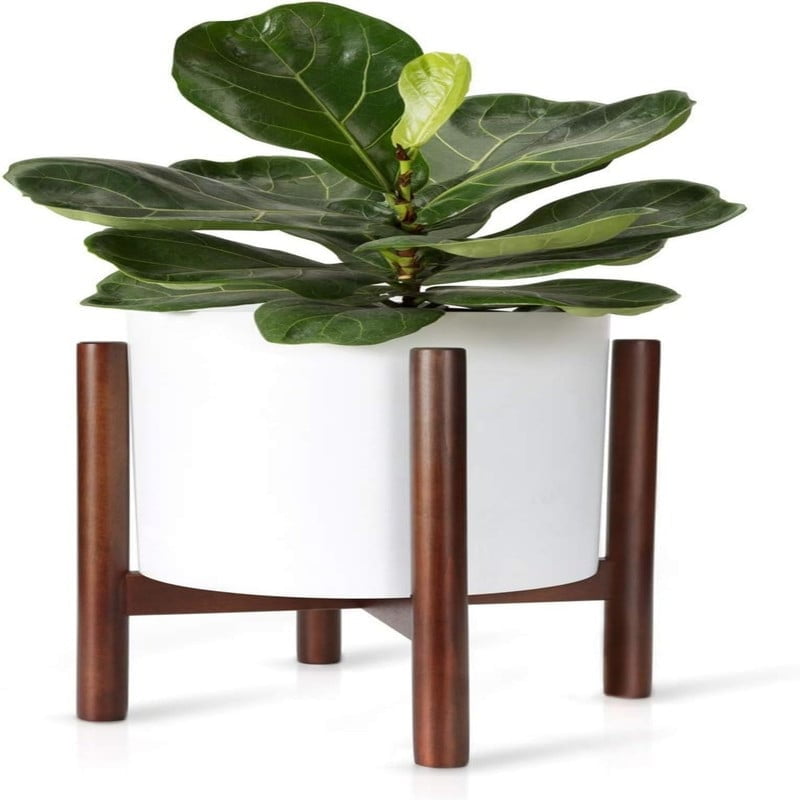 Dark Brown Mid-Century Modern Wooden Plant Stand