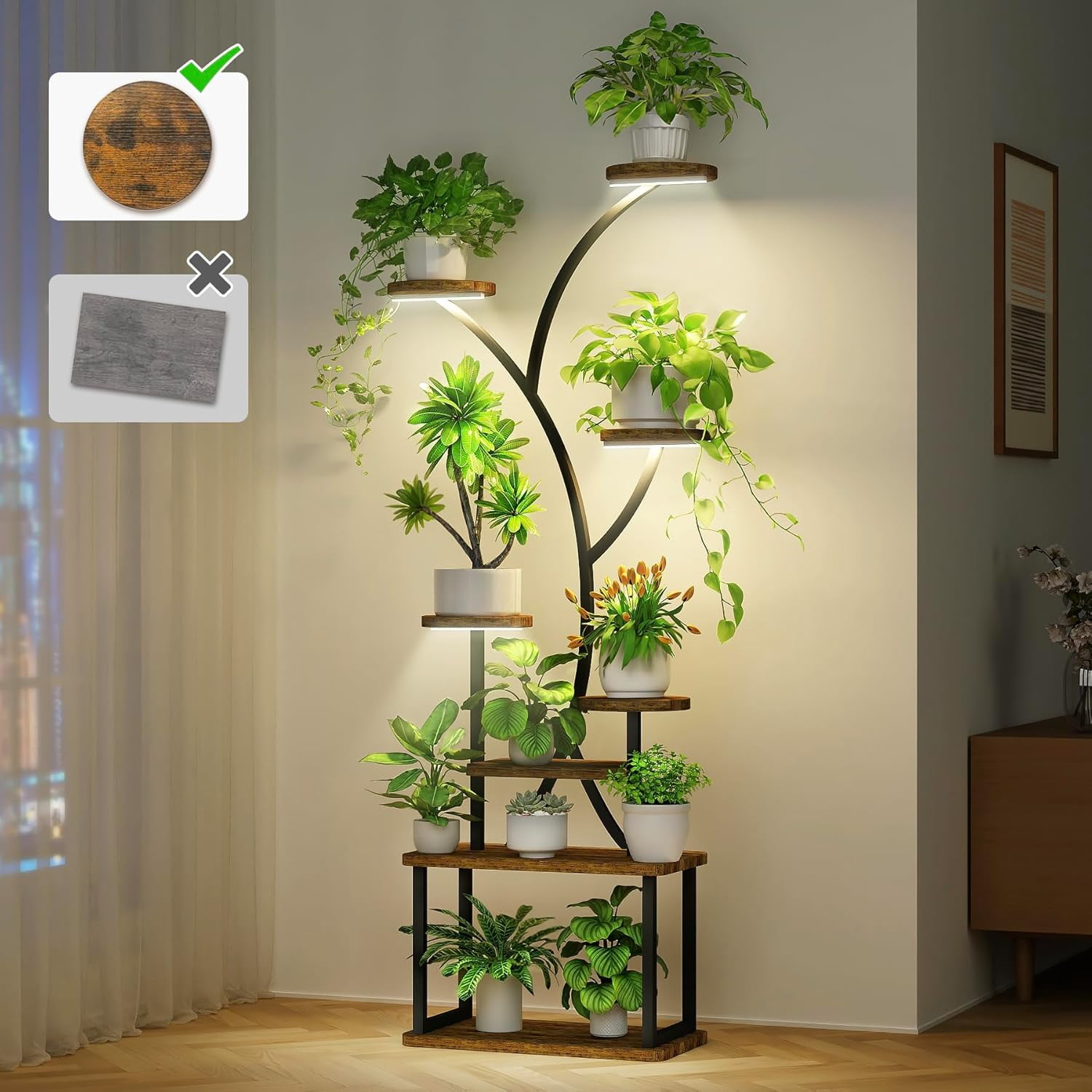 Plant Stand with Grow Light, 8 Tiered Indoor Plant Shelf,60.8" Tall
