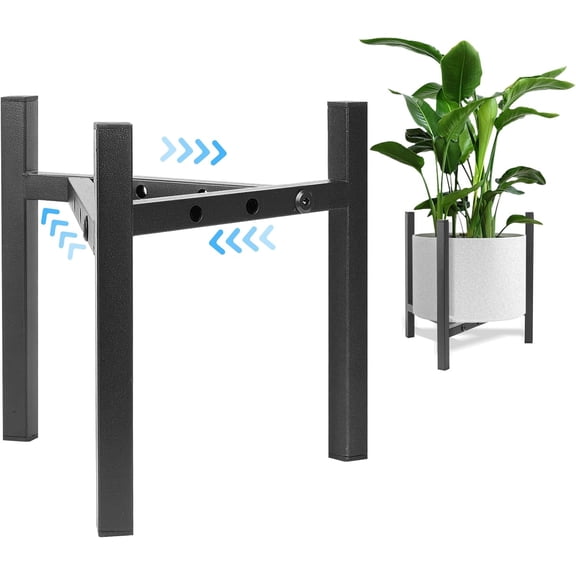 Plant Stand Indoor Adjustable, Metal Modern Stands, Heavy Duty Stable Pot Flower Holder Outdoor Corner, Fit 8 9 10 11 12 inch Pots, Black (Pot & Not Included)