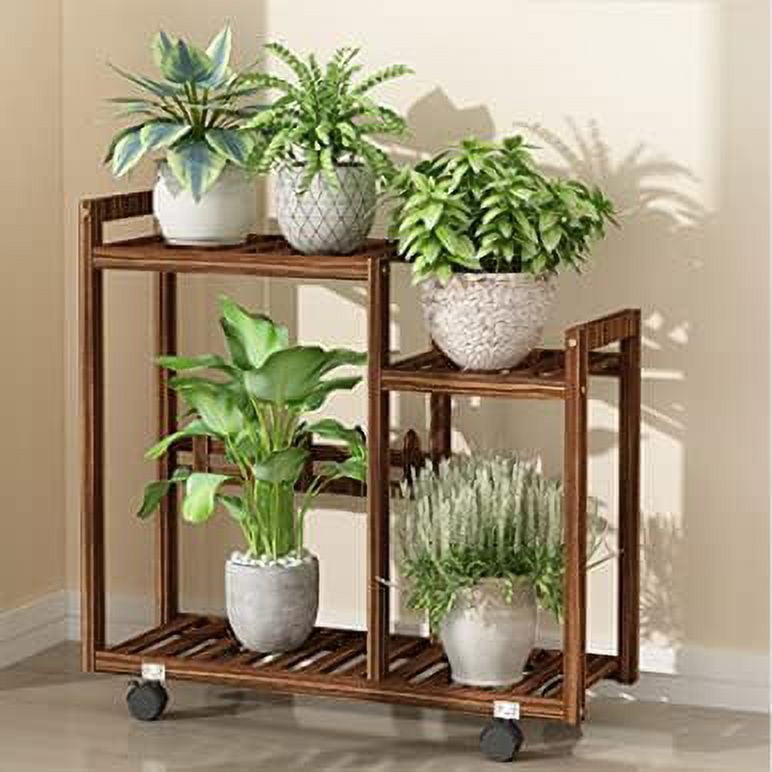 Plant Stand Indoor Cart With Caster Tall Planters Flower Shelf Display