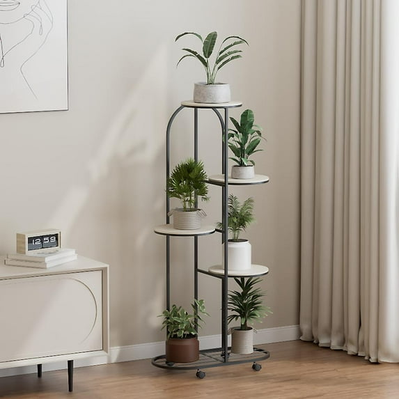 Plant Stand Indoor Corner Metal Plant Shelf, Flower Pot Holder with Wheels Large Modern Planter Stands for Living Room Balcony Office